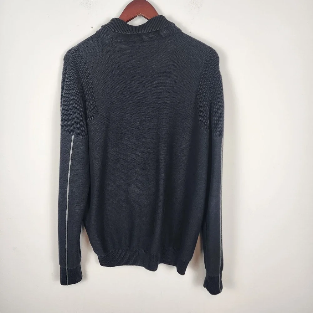 Carbon 2 Cobalt Jacket Men's Large Cable Knit‎ Full Zip Lined Heavyweight Black